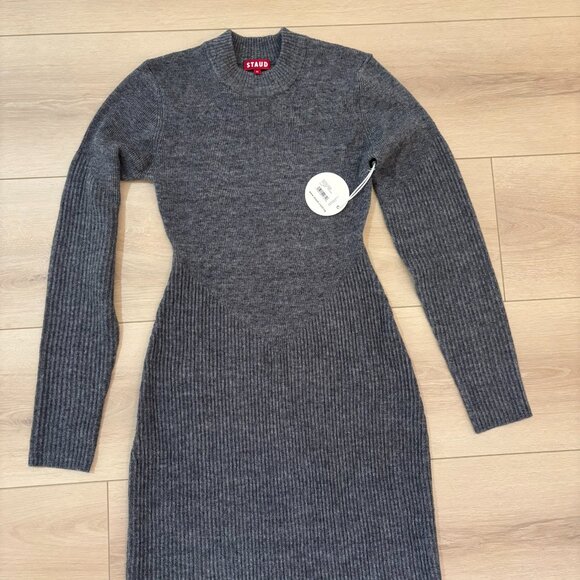 Staud Ramona Ribbed Wool-blend Sweater Knit Maxi Dress in Charcoal Grey - Picture 7 of 7